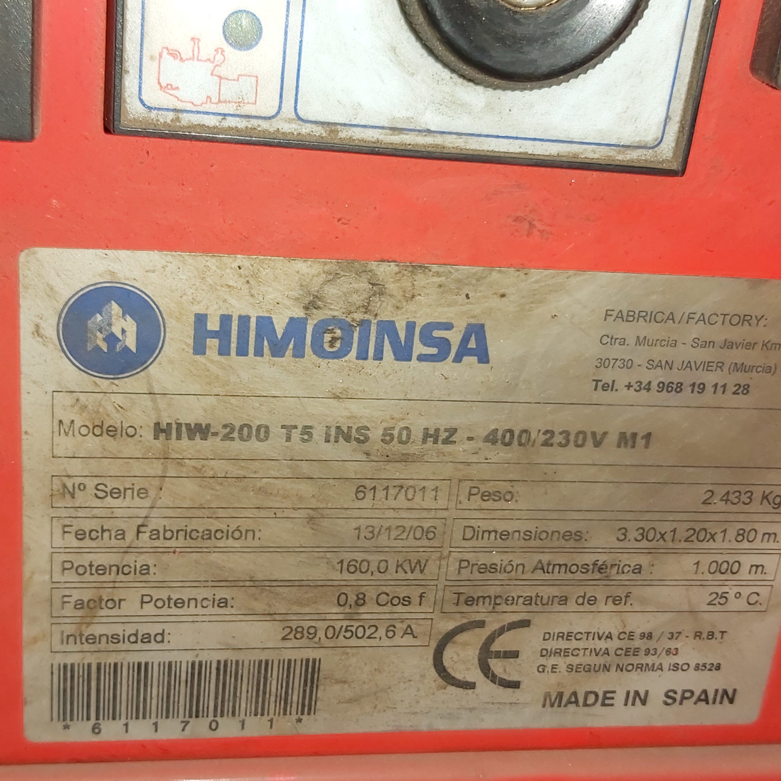 Grupo electrógeno Himoinsa 200 kva