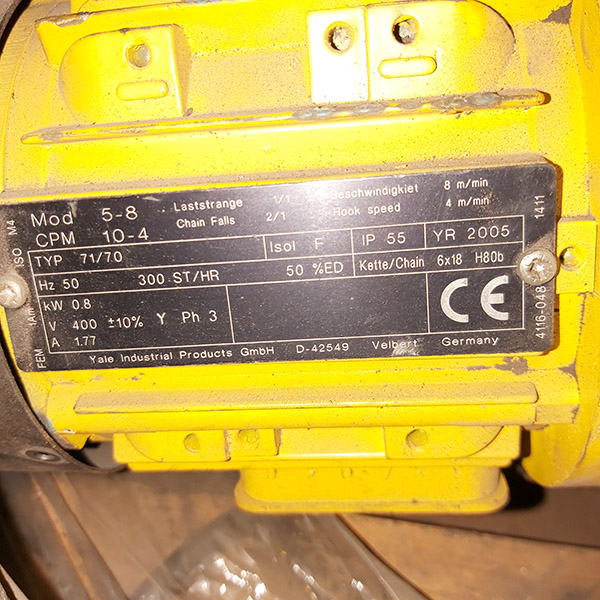 Polipasto eléctrico de cadena Yale