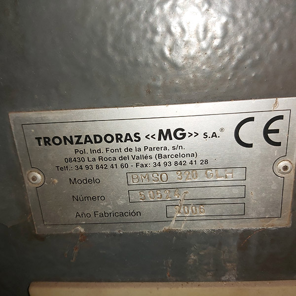 Tronzadora marca MG modelo BMSO 320 GLH